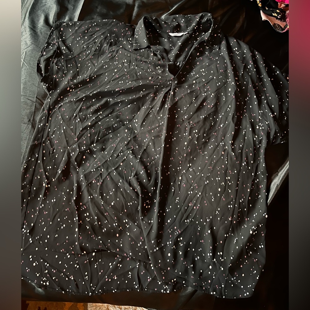 Reitmans Black Blouse with White Speckles